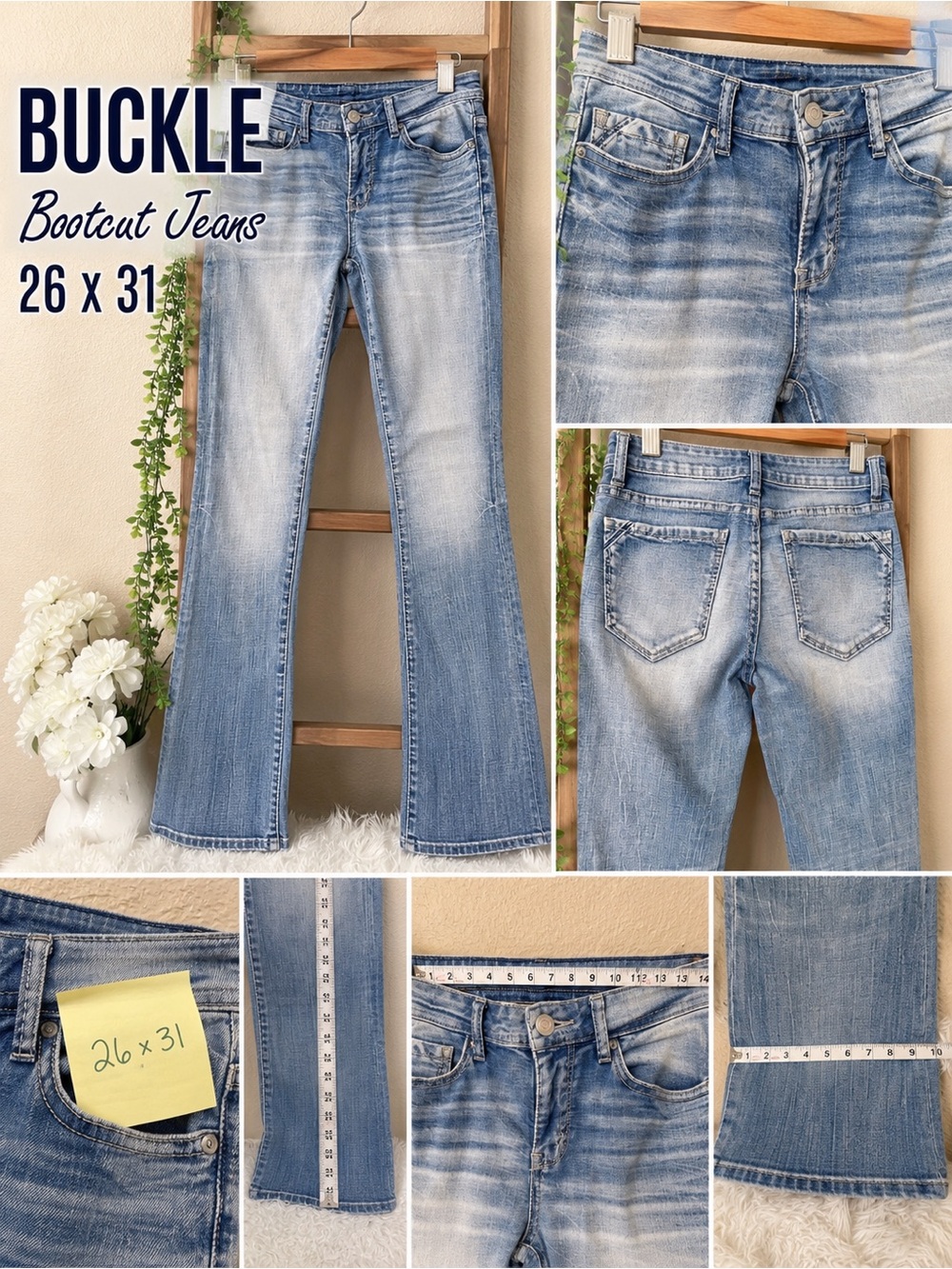 Buckle Light Wash Bootcut Jeans Women’s 26x31 Stretch Denim missing label